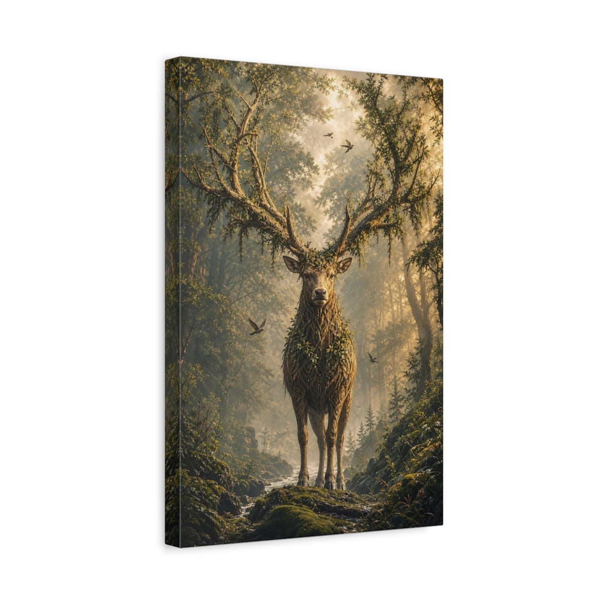 Side Mockup 4. Enchanted Forest Stag shown as canvas print