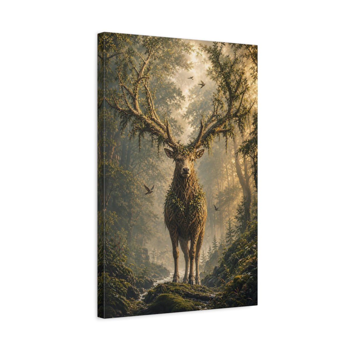 Side Mockup 3. Enchanted Forest Stag shown as canvas print