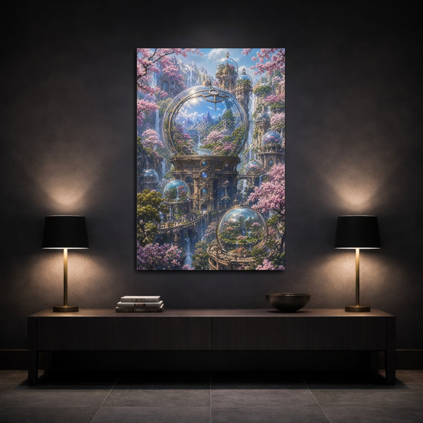 Mockup 3. Enchanted Glass Domes shown as canvas print