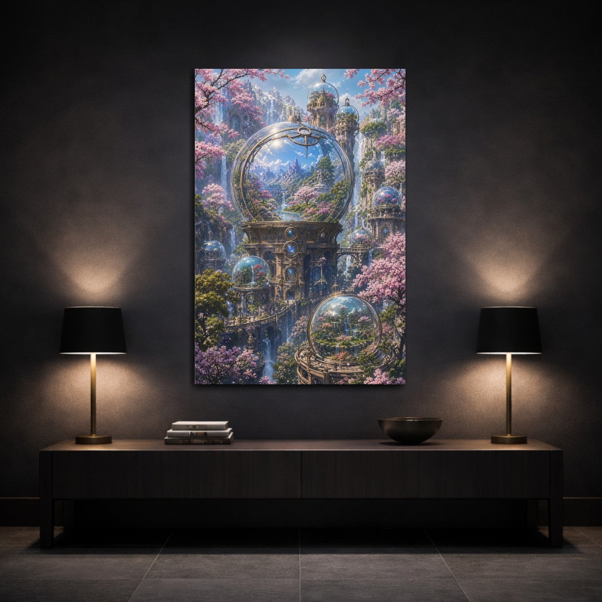 Mockup 3. Enchanted Glass Domes shown as canvas print