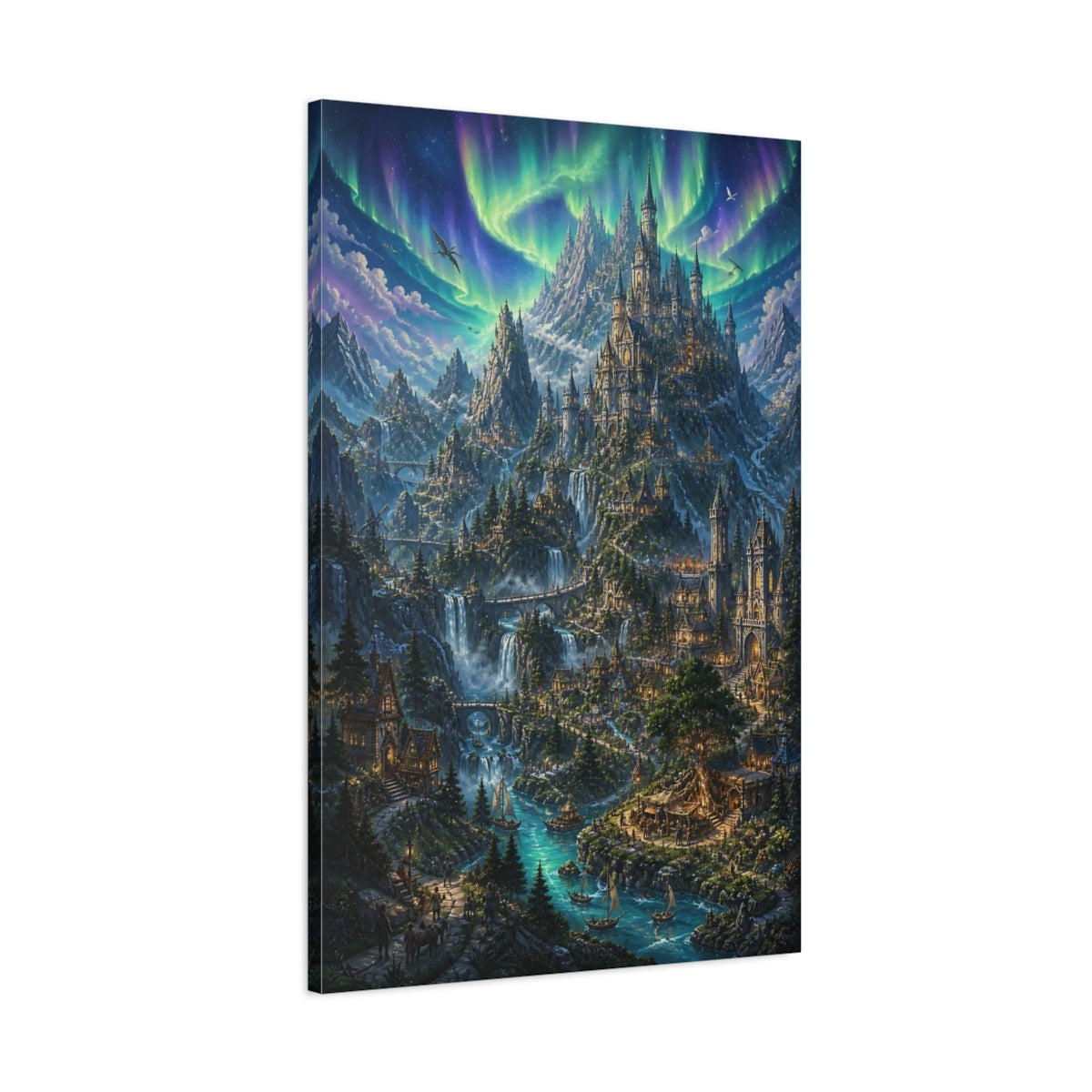 Main Mockup. Enchanted Mountain Castle shown as canvas print