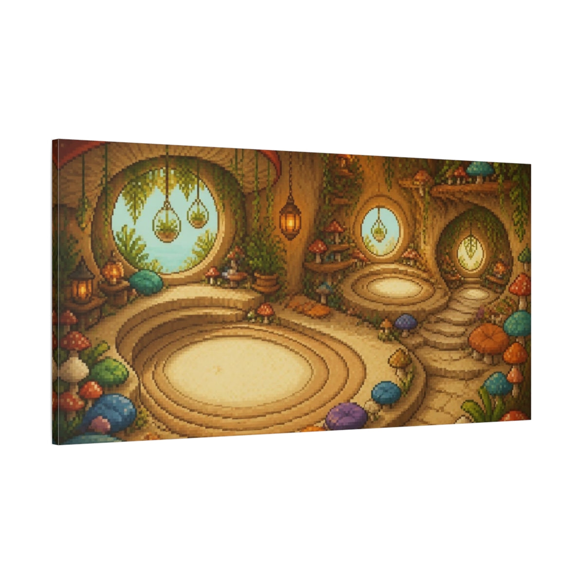 Side Mockup 2. Enchanted Mushroom Room shown as canvas print