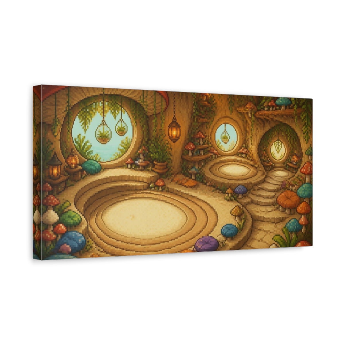 Side Mockup 3. Enchanted Mushroom Room shown as canvas print