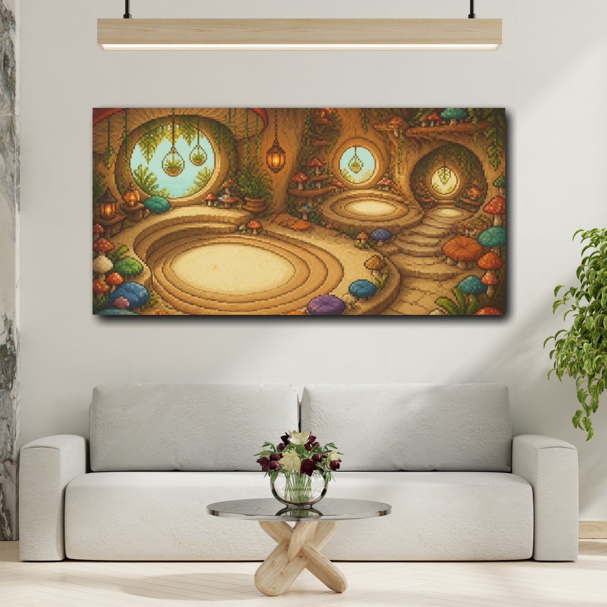 Mockup 2. Enchanted Mushroom Room shown as canvas print