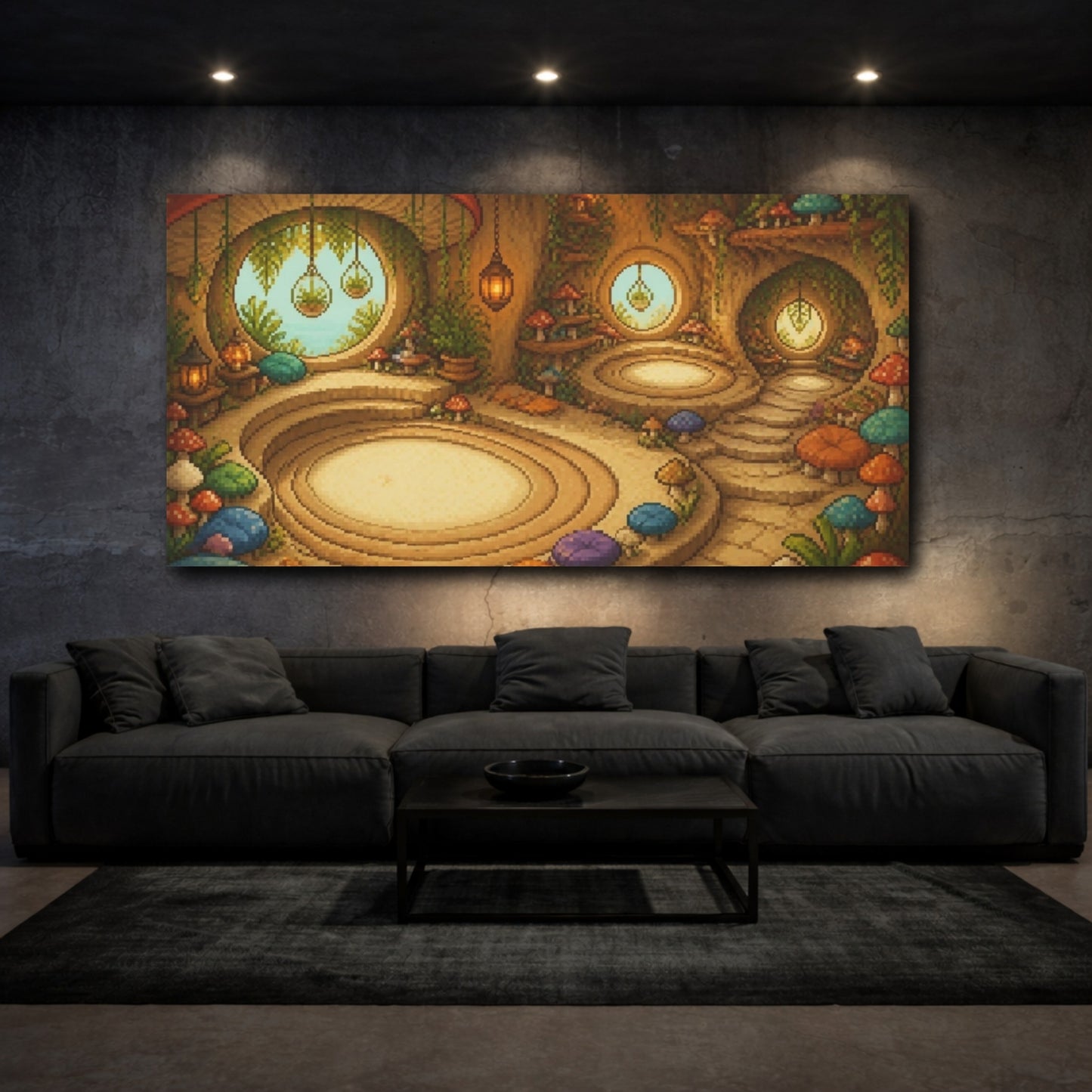 Mockup 3. Enchanted Mushroom Room shown as canvas print