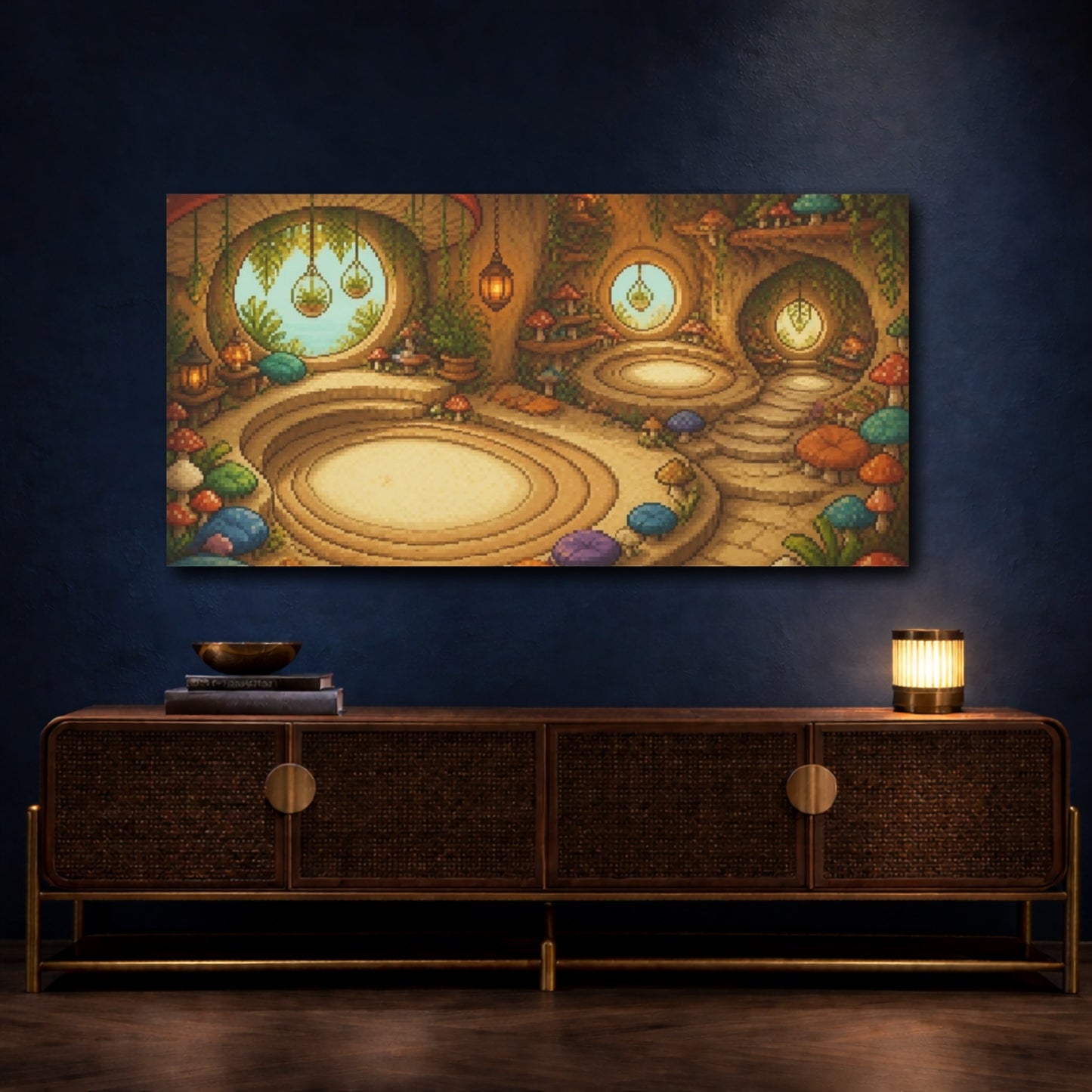 Mockup 4. Enchanted Mushroom Room shown as canvas print