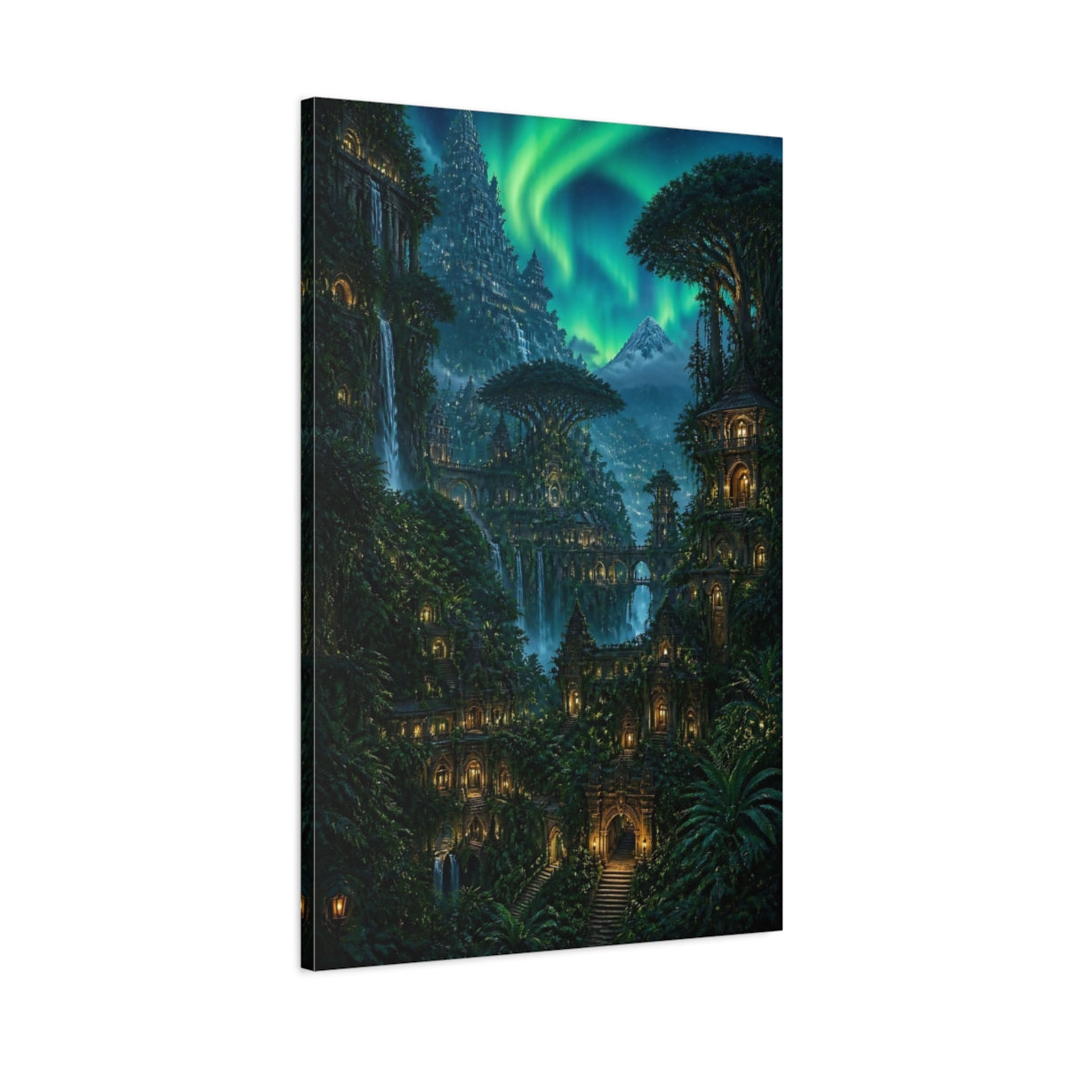 Main Mockup. Enchanted Temple City shown as canvas print
