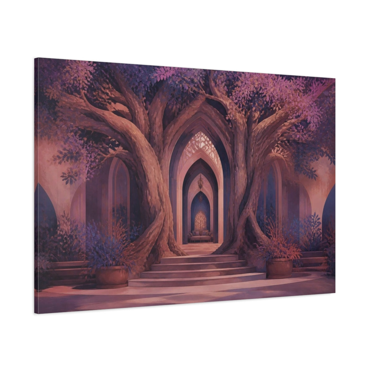 Side Mockup 1. Enchanted Tree Passage shown as canvas print
