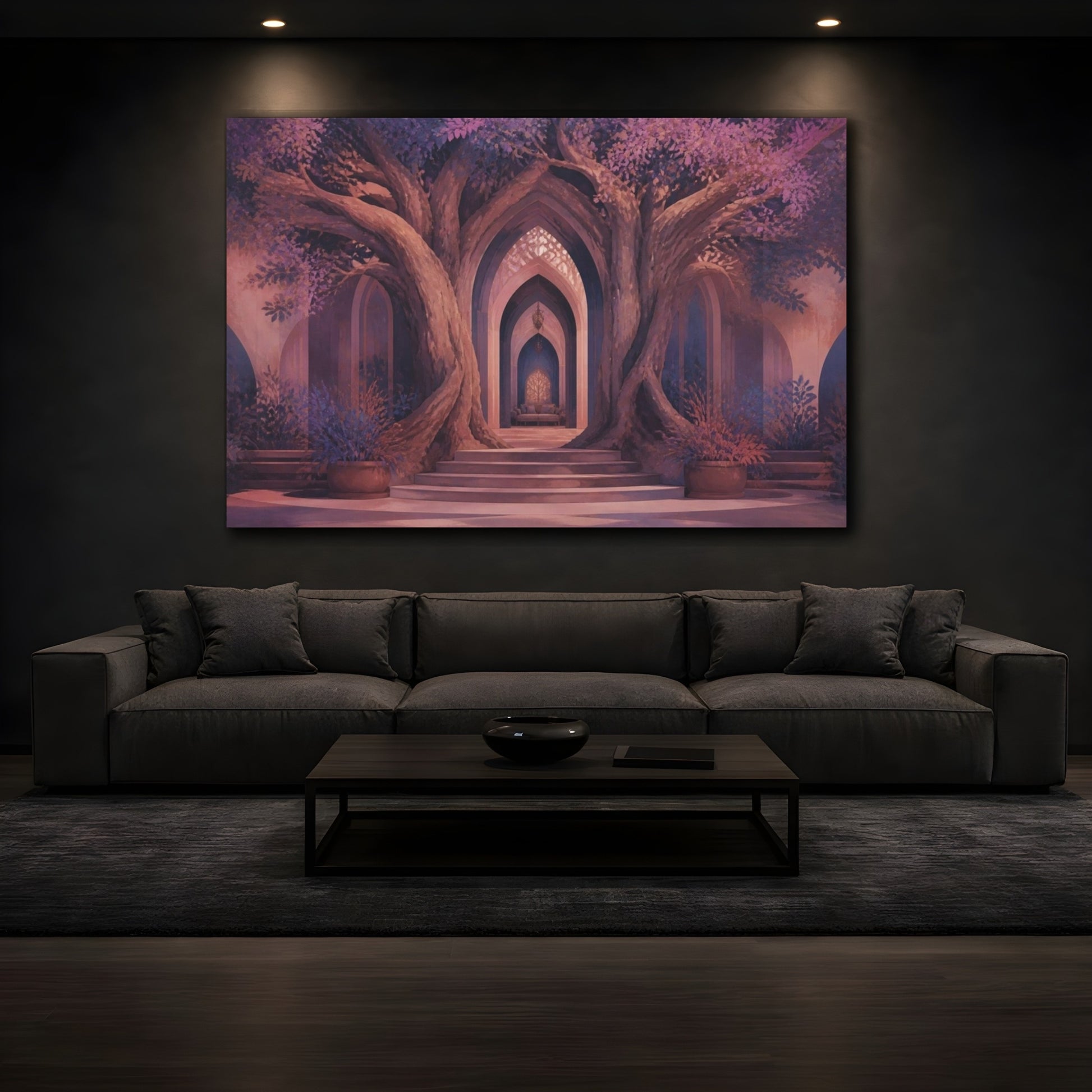 Mockup 3. Enchanted Tree Passage shown as canvas print