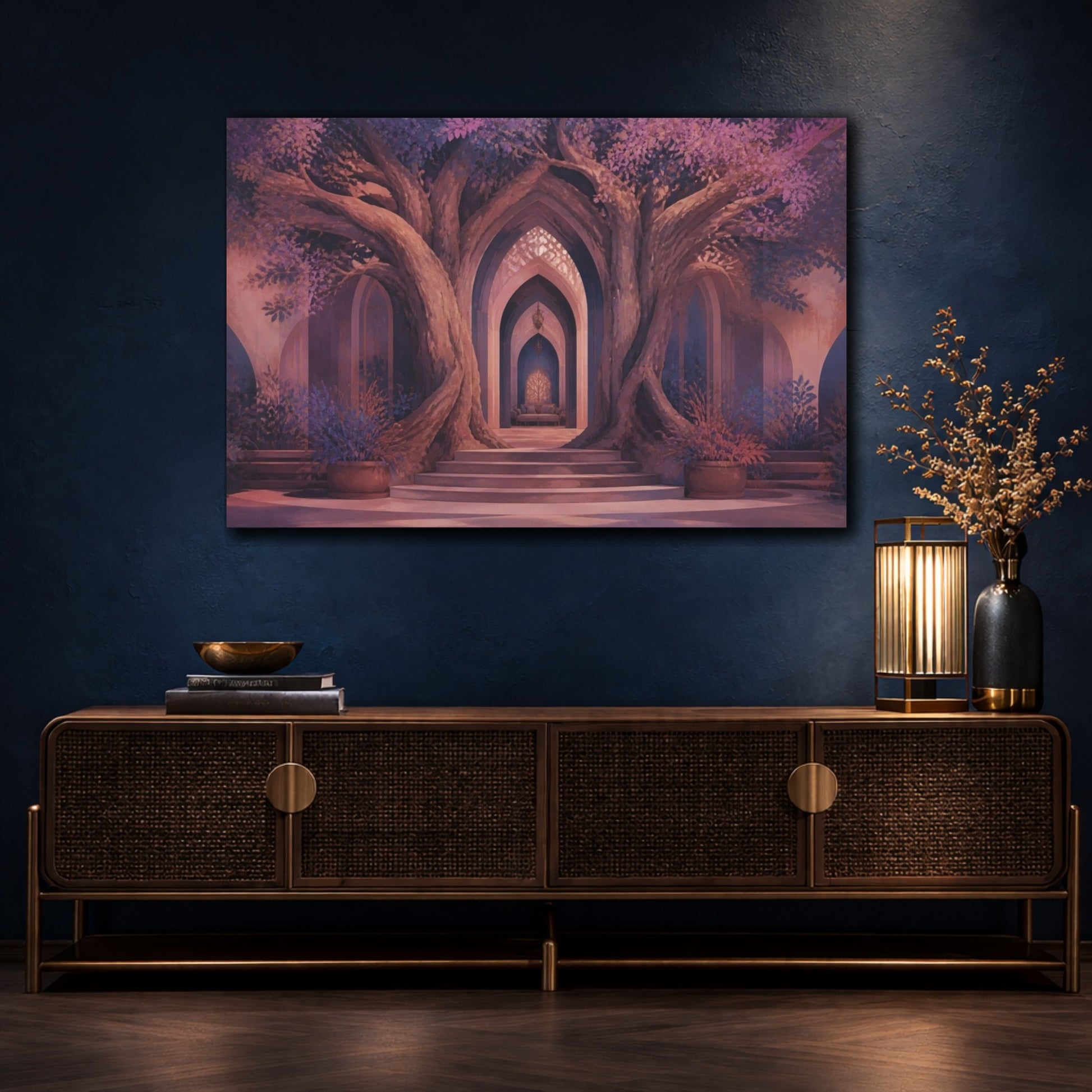 Mockup 4. Enchanted Tree Passage shown as canvas print