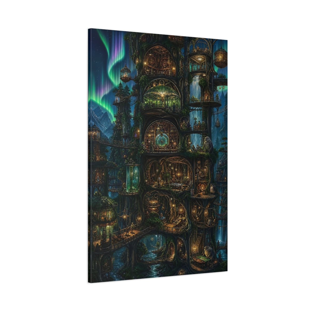 Side Mockup 1. Enchanted Treehouse Library shown as canvas print