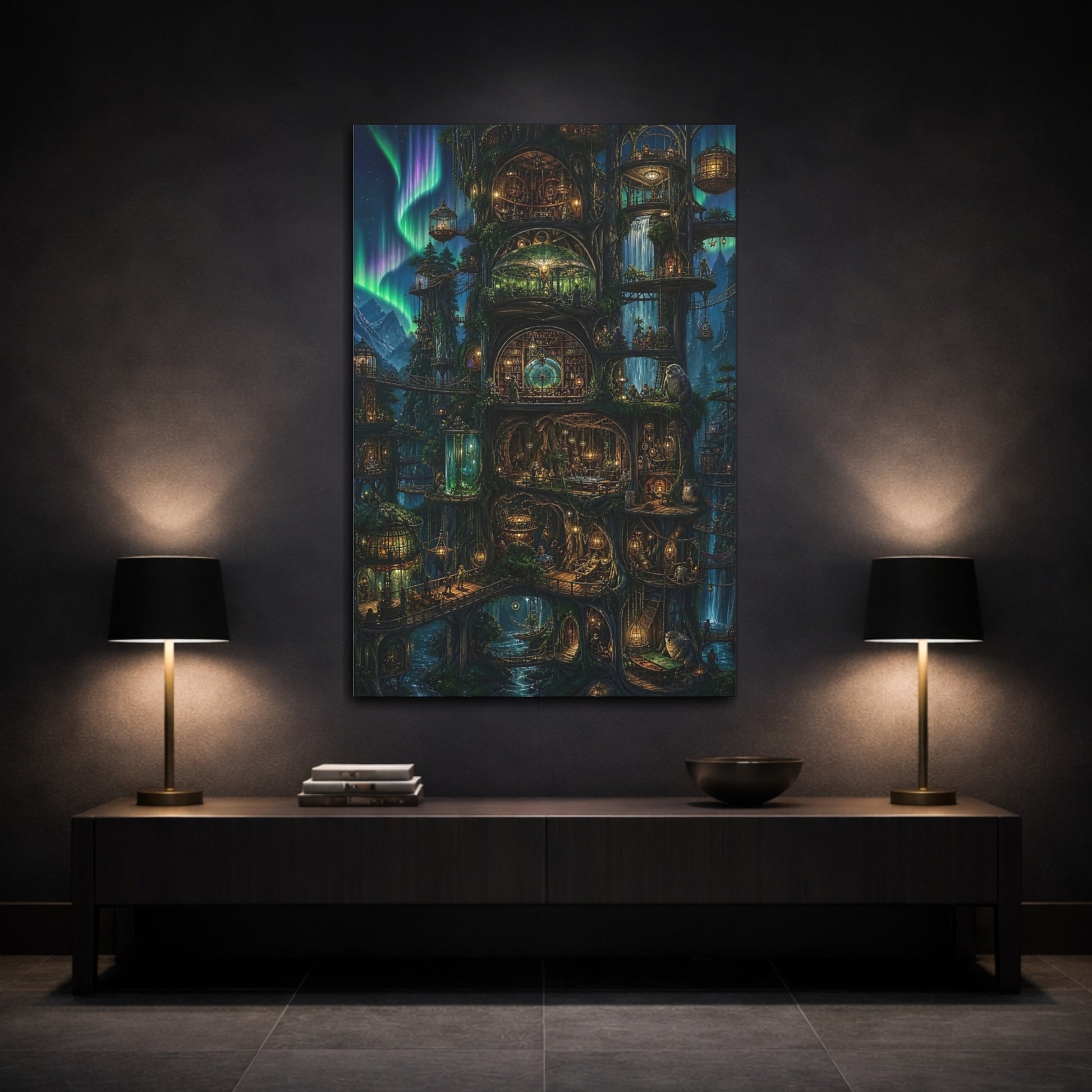 Mockup 3. Enchanted Treehouse Library shown as canvas print