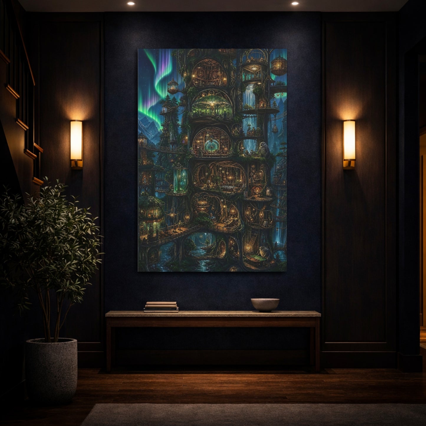 Mockup 4. Enchanted Treehouse Library shown as canvas print