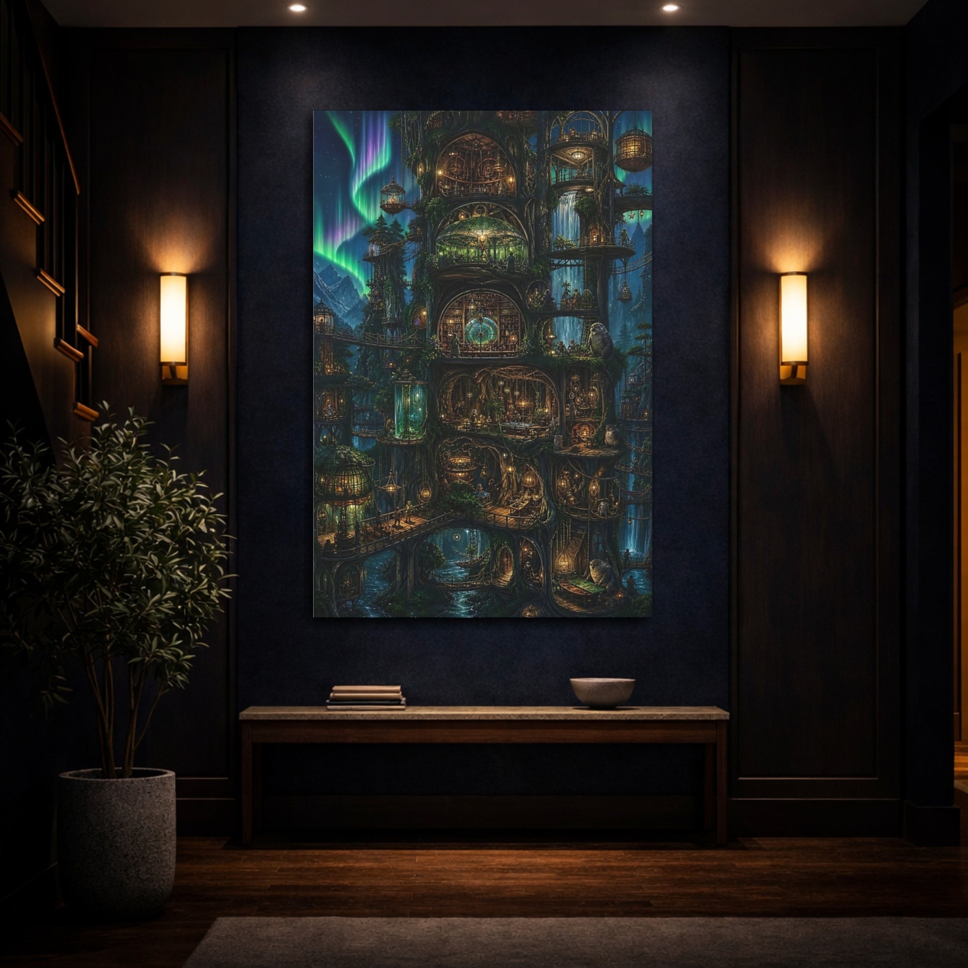 Mockup 4. Enchanted Treehouse Library shown as canvas print