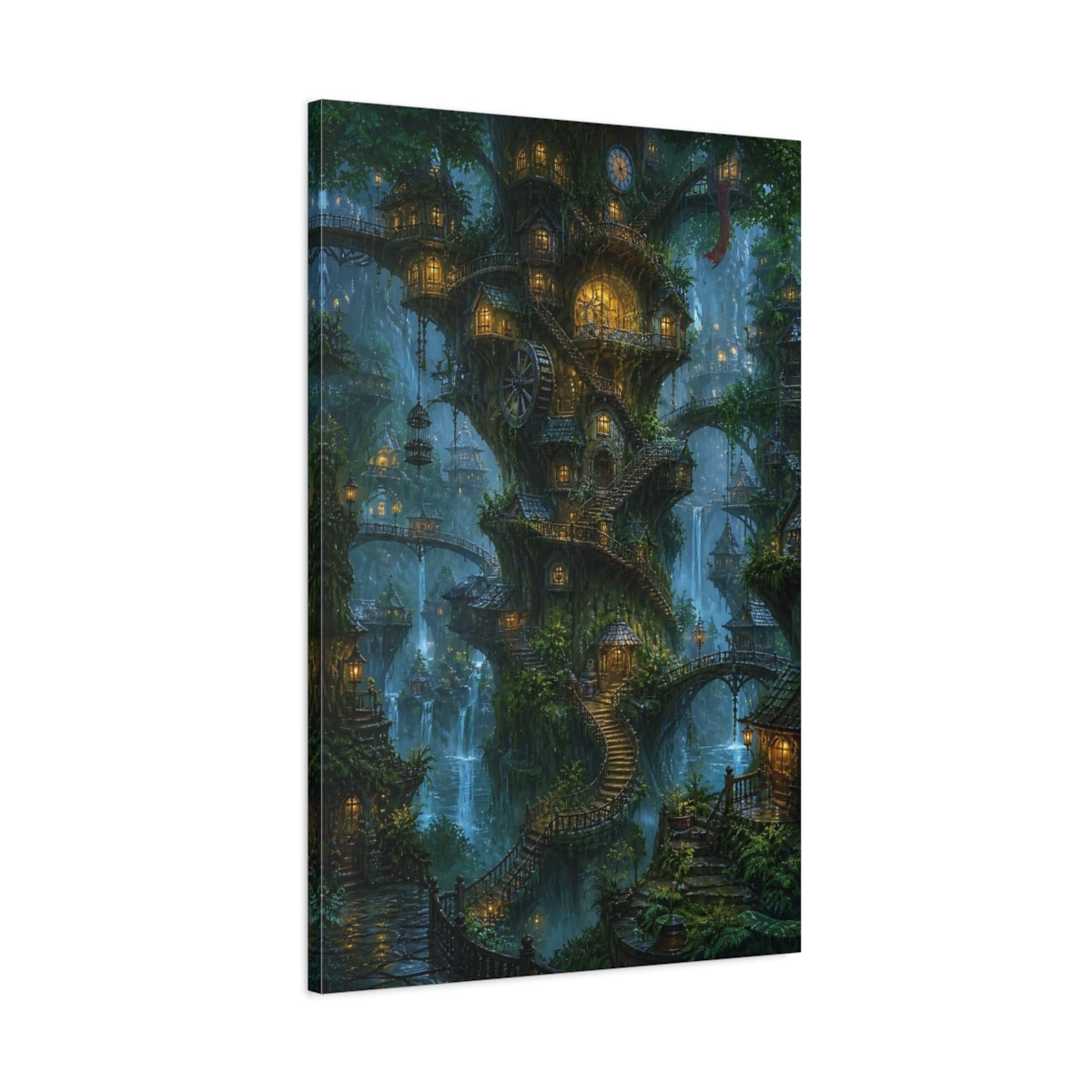 Main Mockup. Enchanted Treehouse Village shown as canvas print