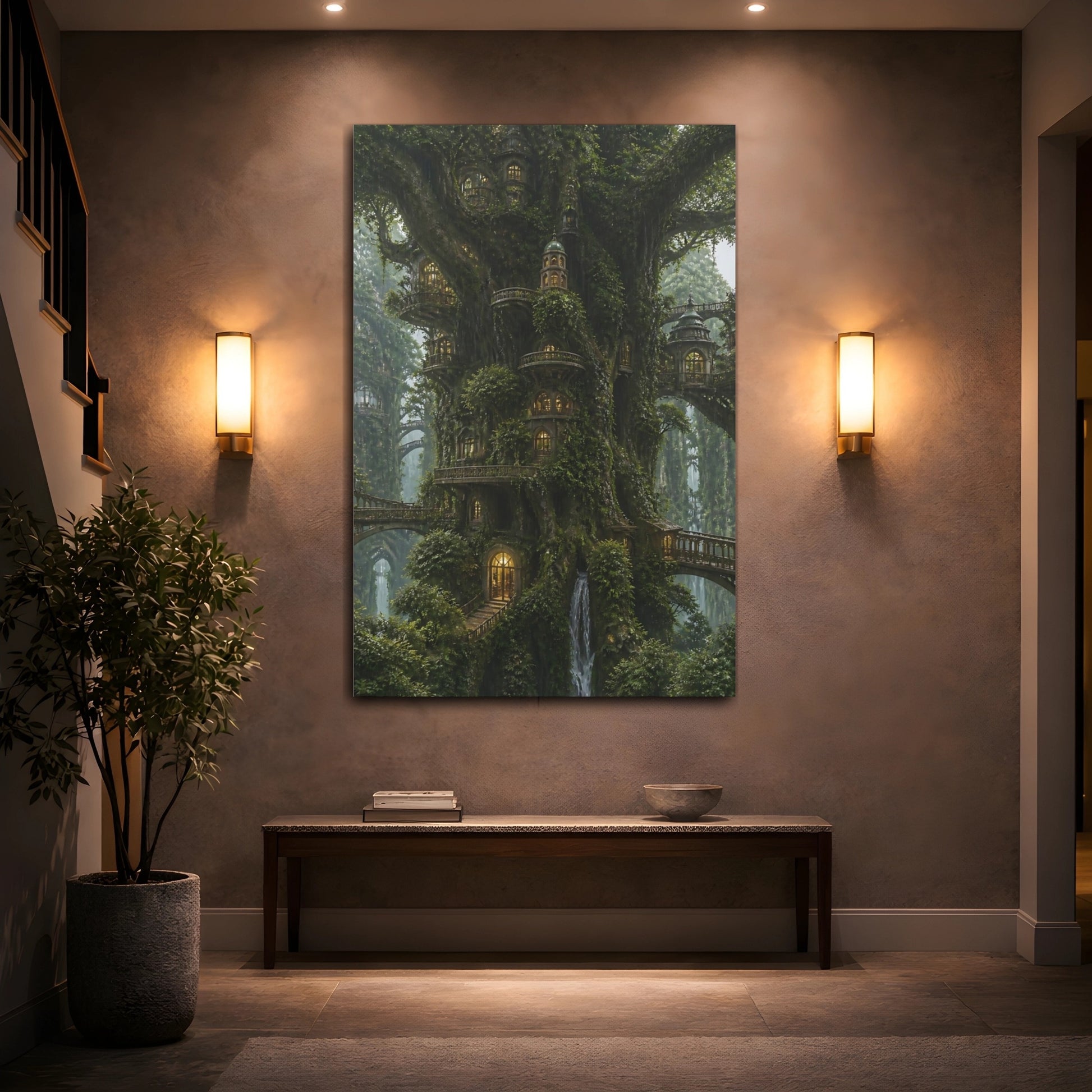 Mockup 2. Enchanted Treehouse Village shown as canvas print