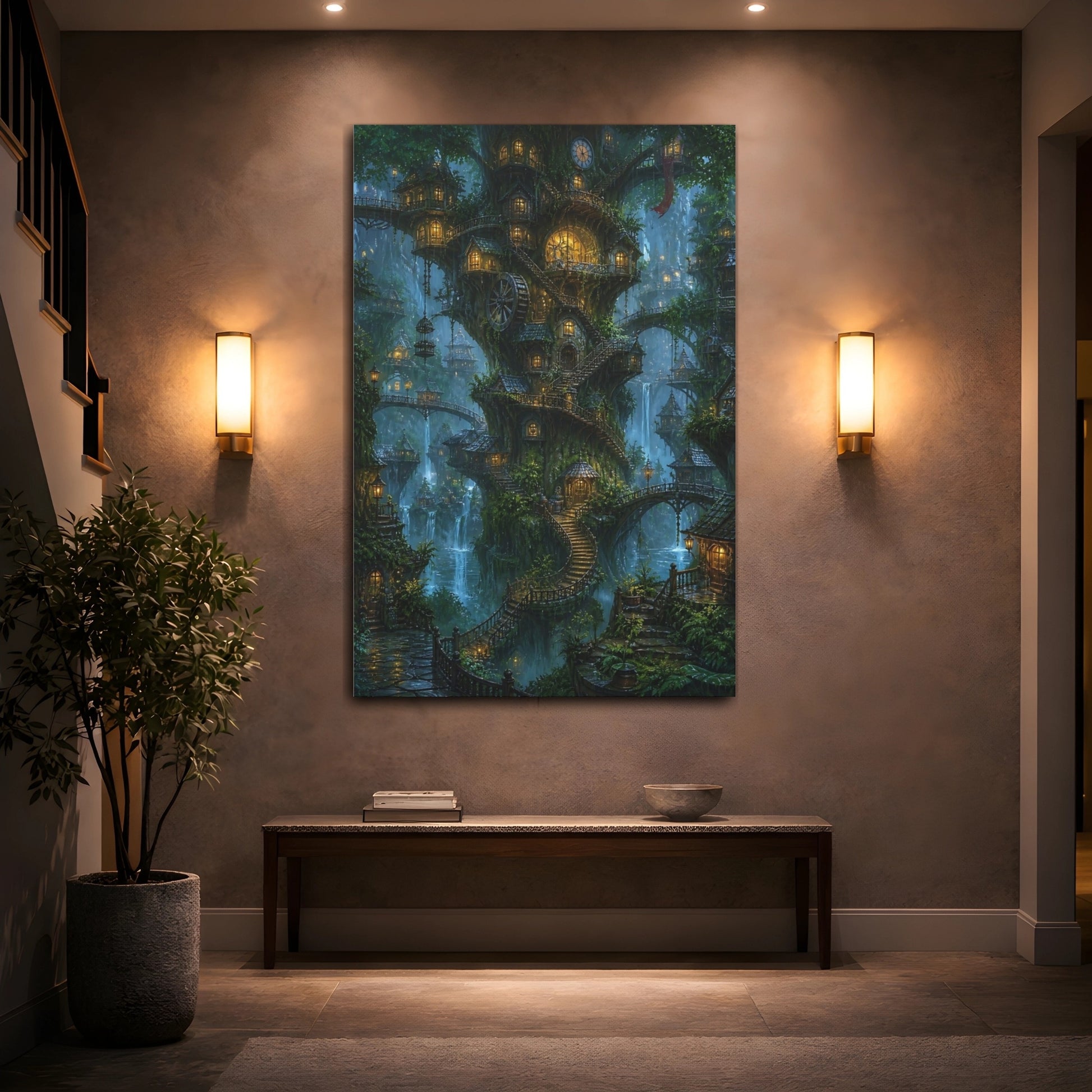 Mockup 2. Enchanted Treehouse Village shown as canvas print
