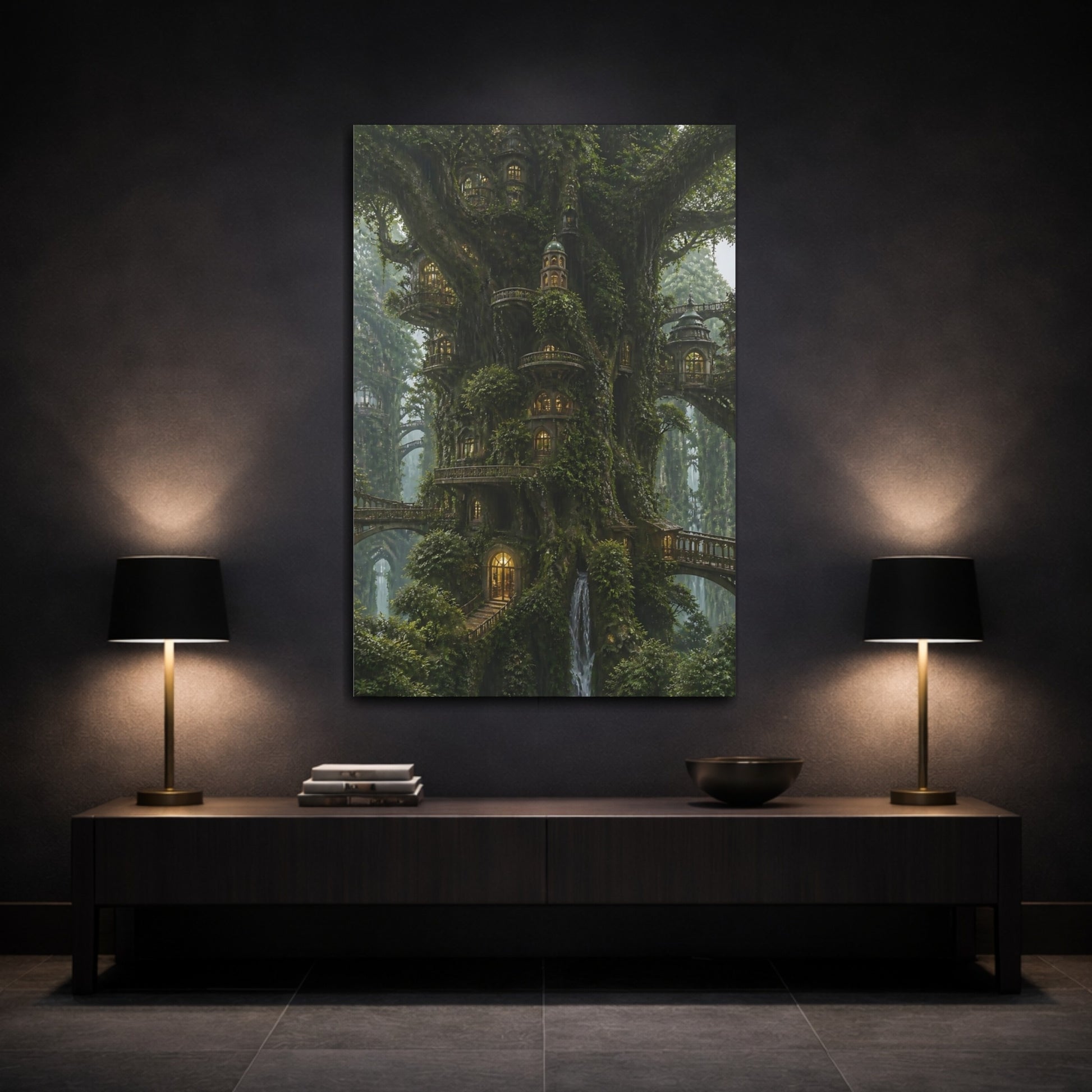 Mockup 3. Enchanted Treehouse Village shown as canvas print