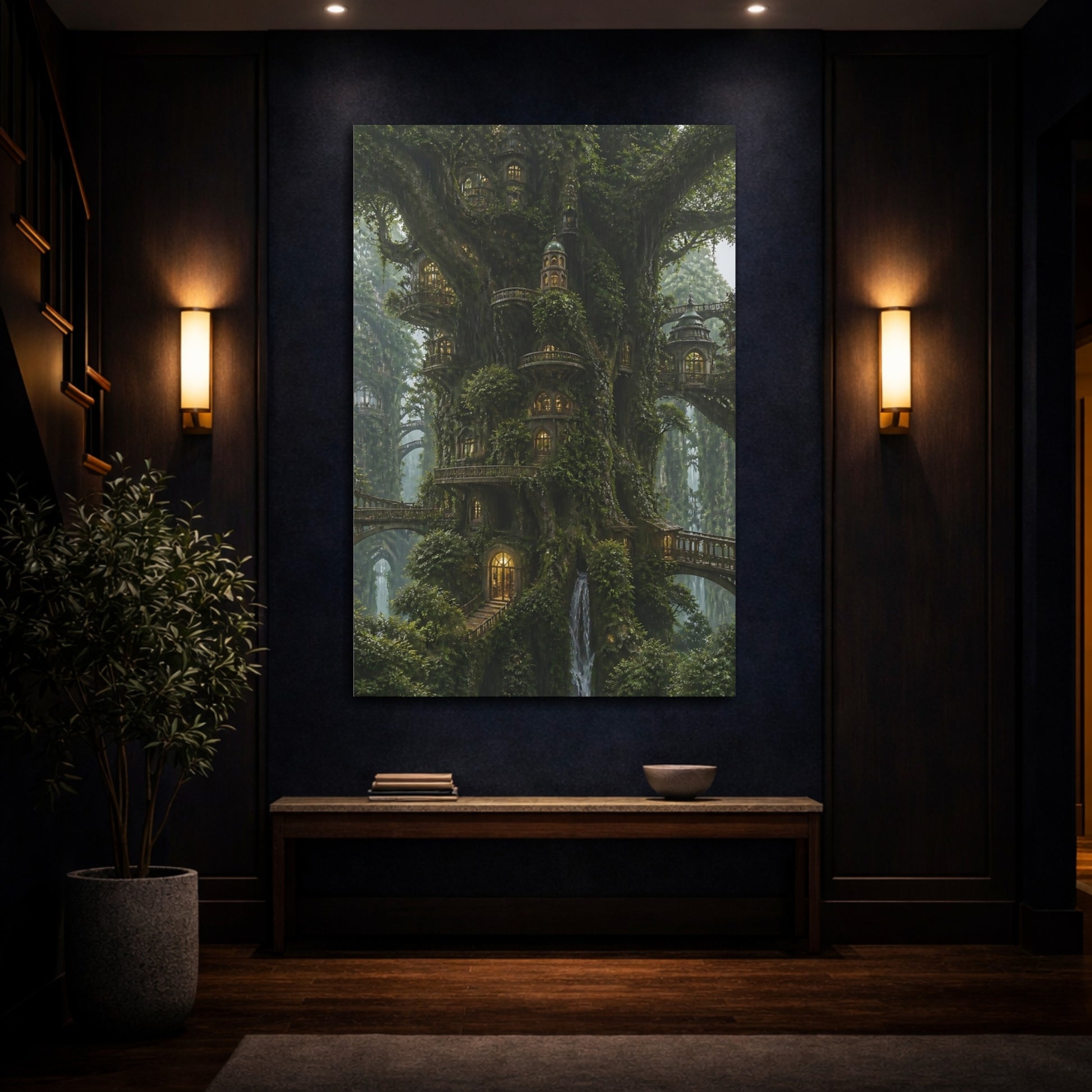 Mockup 4. Enchanted Treehouse Village shown as canvas print