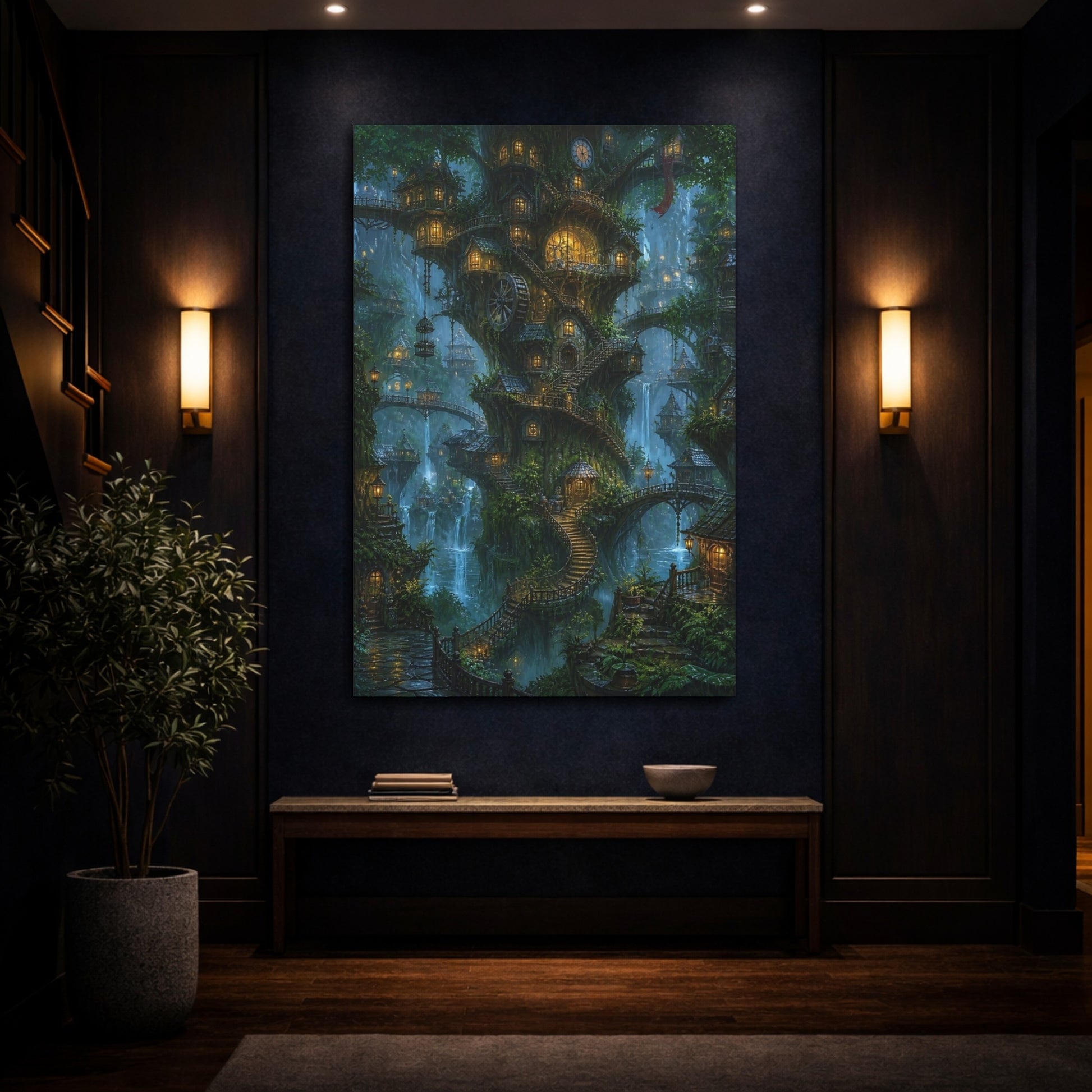 Mockup 4. Enchanted Treehouse Village shown as canvas print
