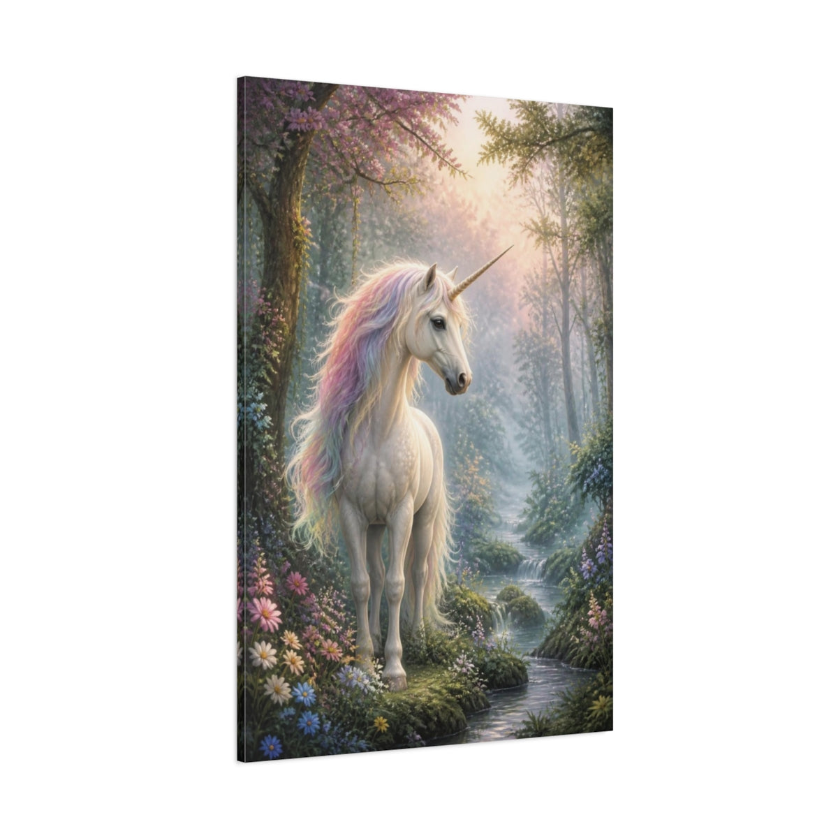 Side Mockup 1. Enchanted Unicorn Animal shown as canvas print
