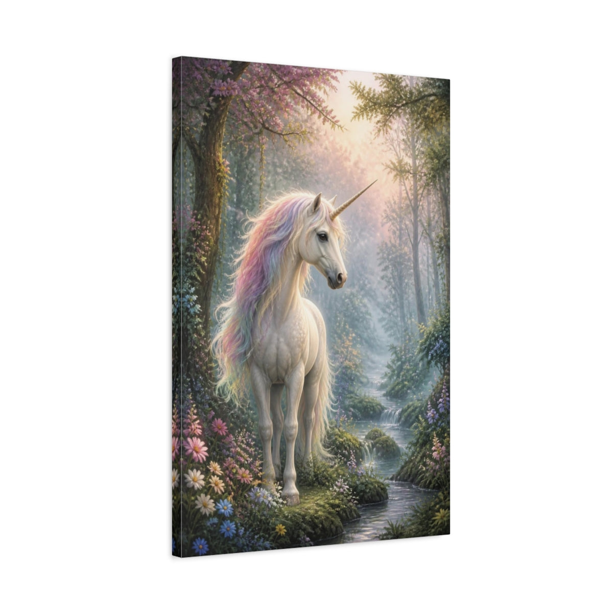 Side Mockup 2. Enchanted Unicorn Animal shown as canvas print