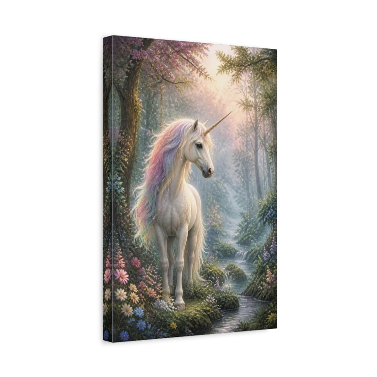 Side Mockup 4. Enchanted Unicorn Animal shown as canvas print