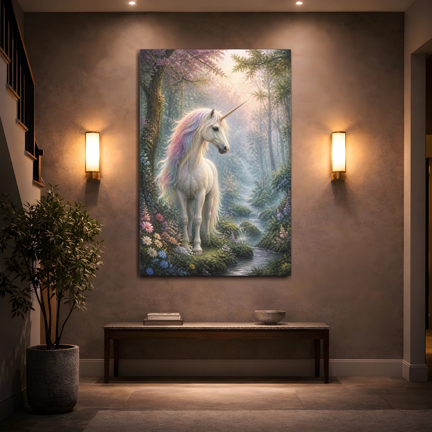Mockup 2. Enchanted Unicorn Animal shown as canvas print