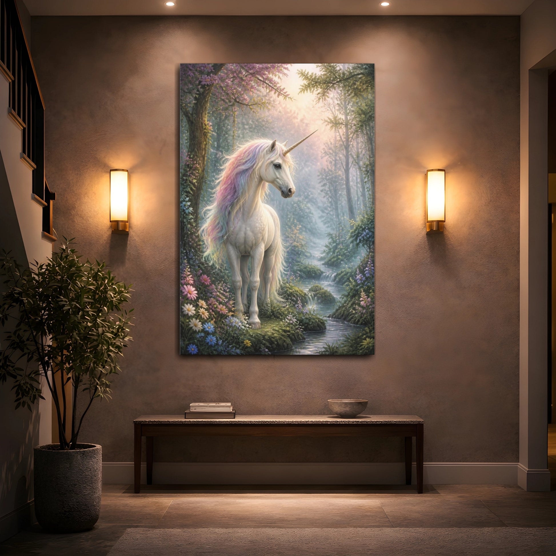 Mockup 2. Enchanted Unicorn Animal shown as canvas print