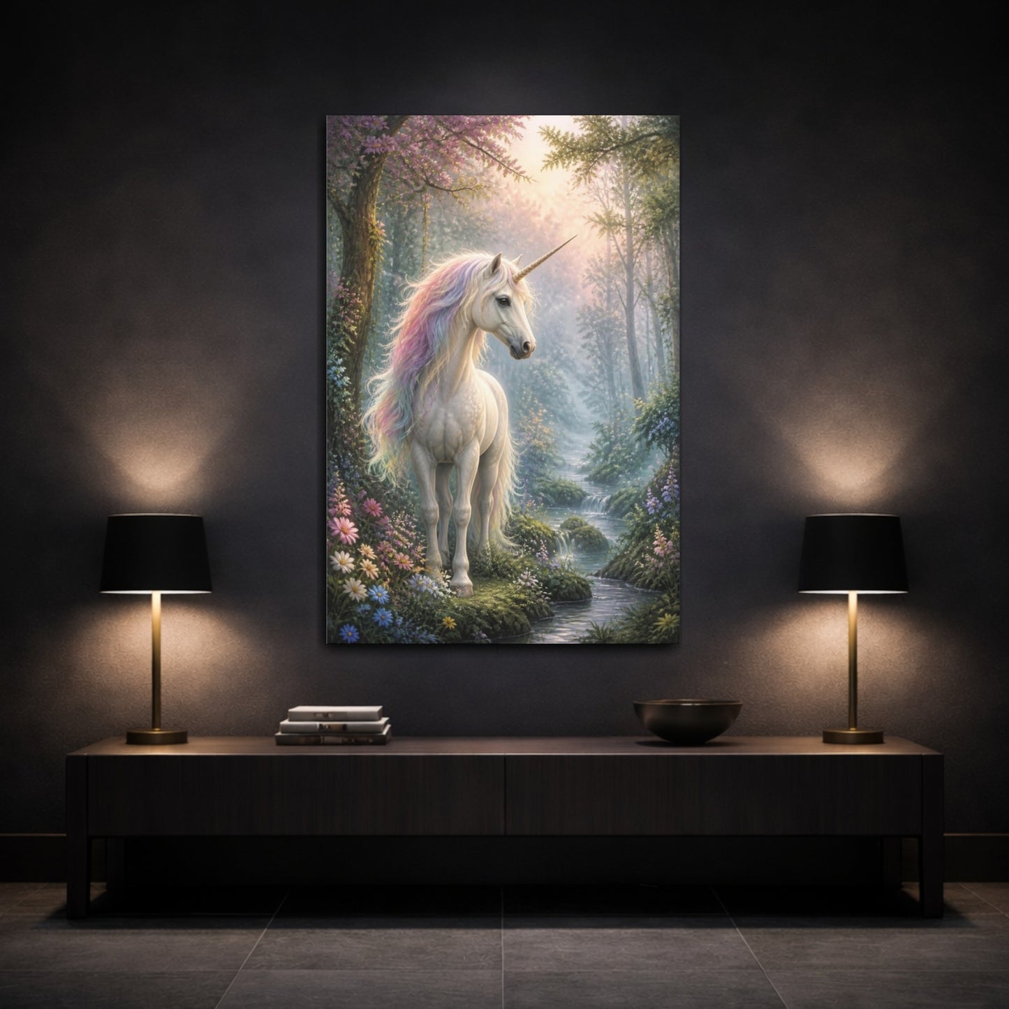 Mockup 3. Enchanted Unicorn Animal shown as canvas print