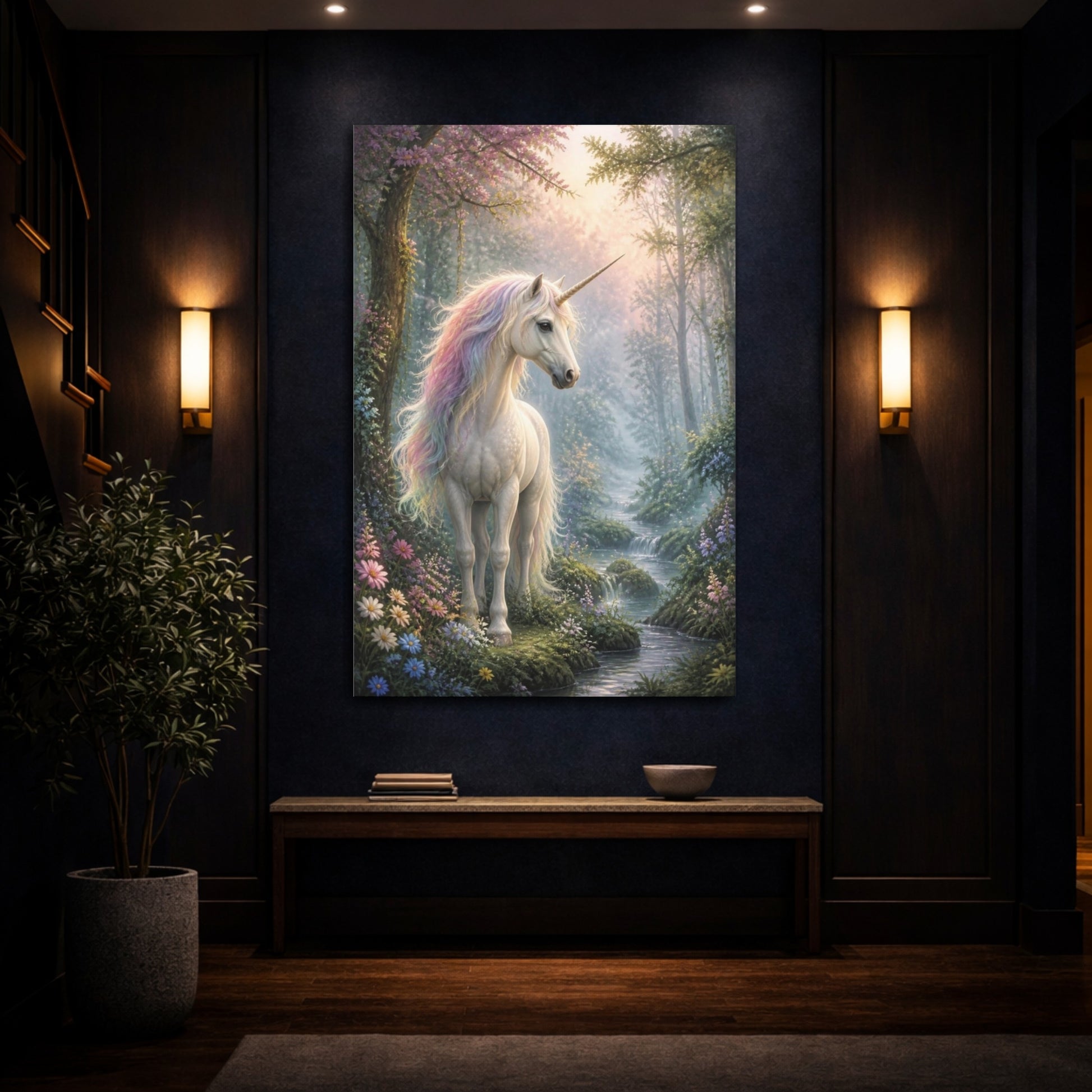 Mockup 4. Enchanted Unicorn Animal shown as canvas print