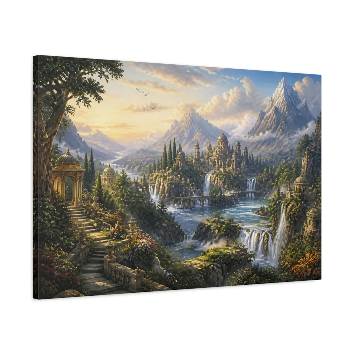 Main Mockup. Enchanted Waterfall Palace shown as canvas print