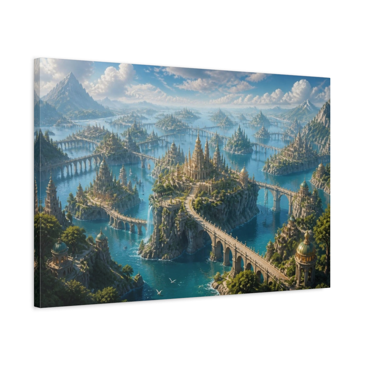 Side Mockup 2. Endless Bridge Islands shown as canvas print