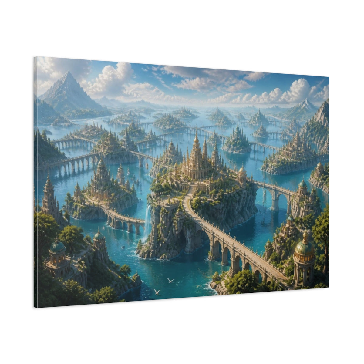 Side Mockup 1. Endless Bridge Islands shown as canvas print