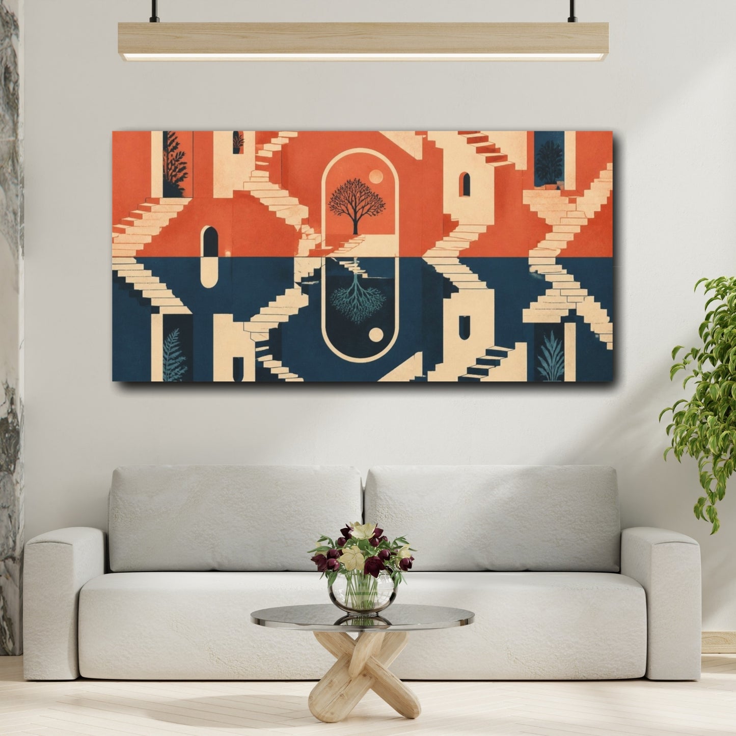 Mockup 2. Endless Courtyard Staircase shown as canvas print