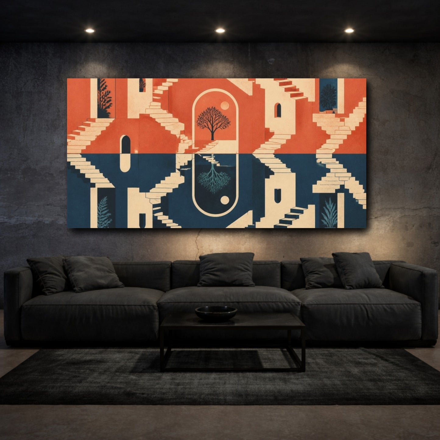 Mockup 3. Endless Courtyard Staircase shown as canvas print