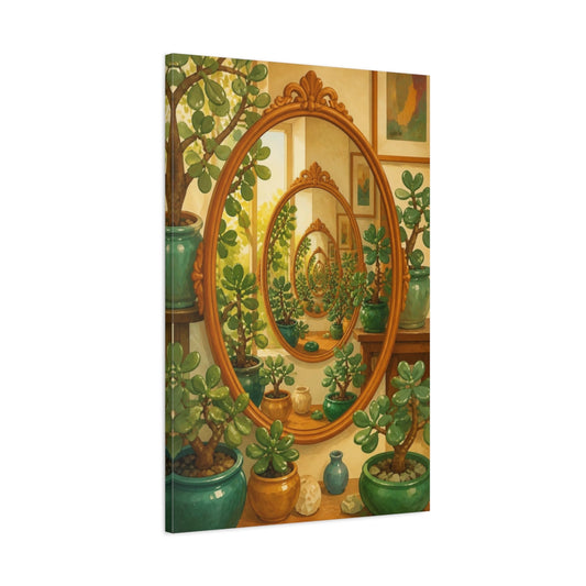 Main Mockup. Endless Jade Reflection shown as canvas print