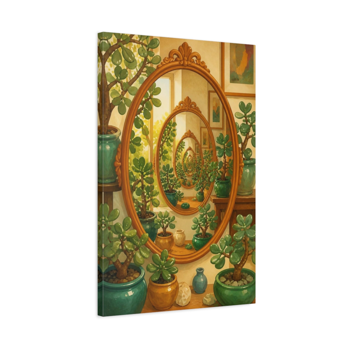 Side Mockup 2. Endless Jade Reflection shown as canvas print
