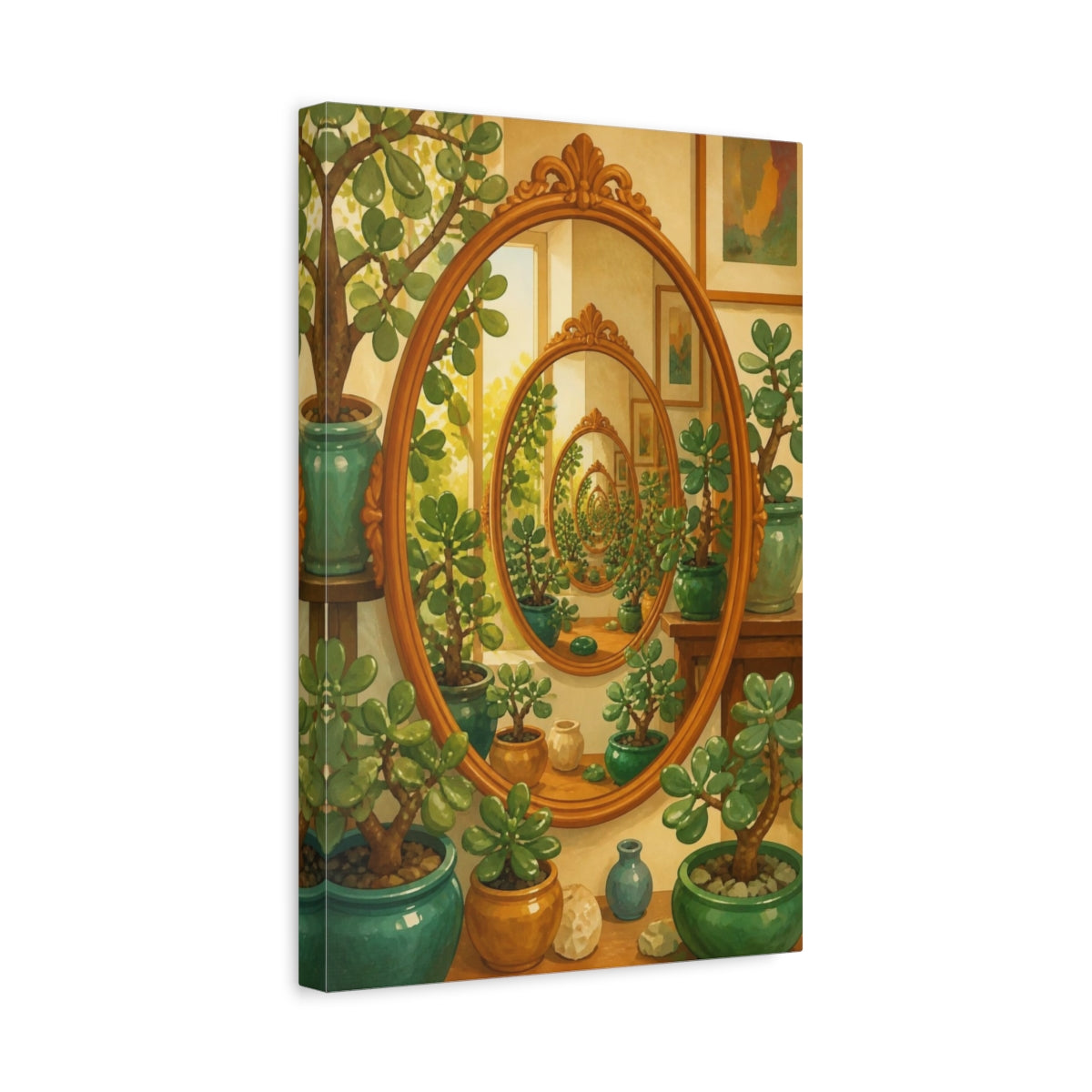 Side Mockup 4. Endless Jade Reflection shown as canvas print
