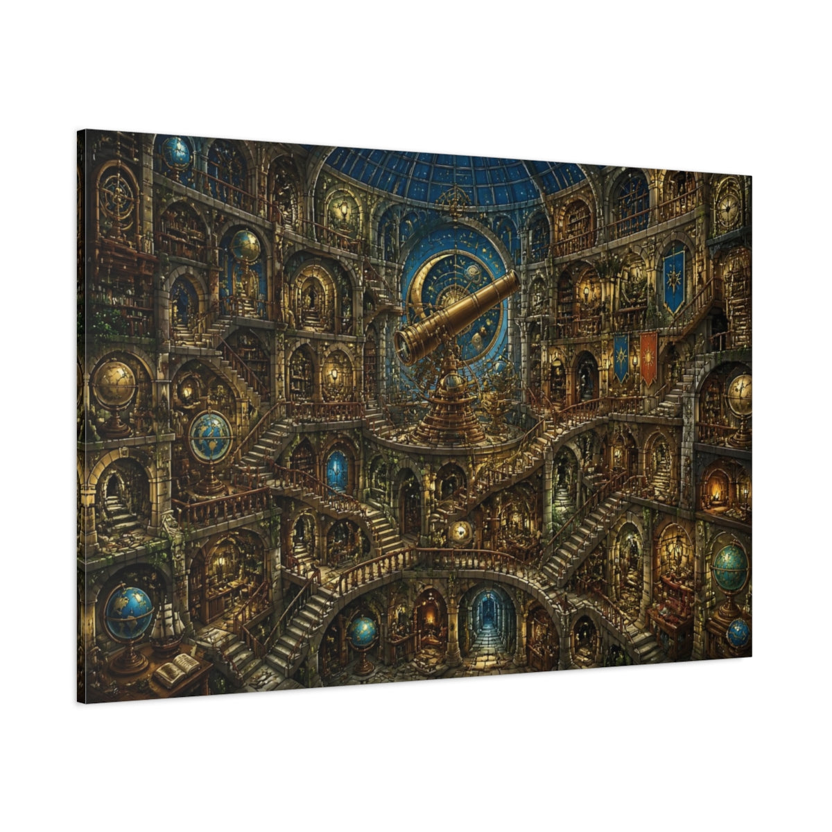 Side Mockup 1. Endless Observatory Puzzle shown as canvas print