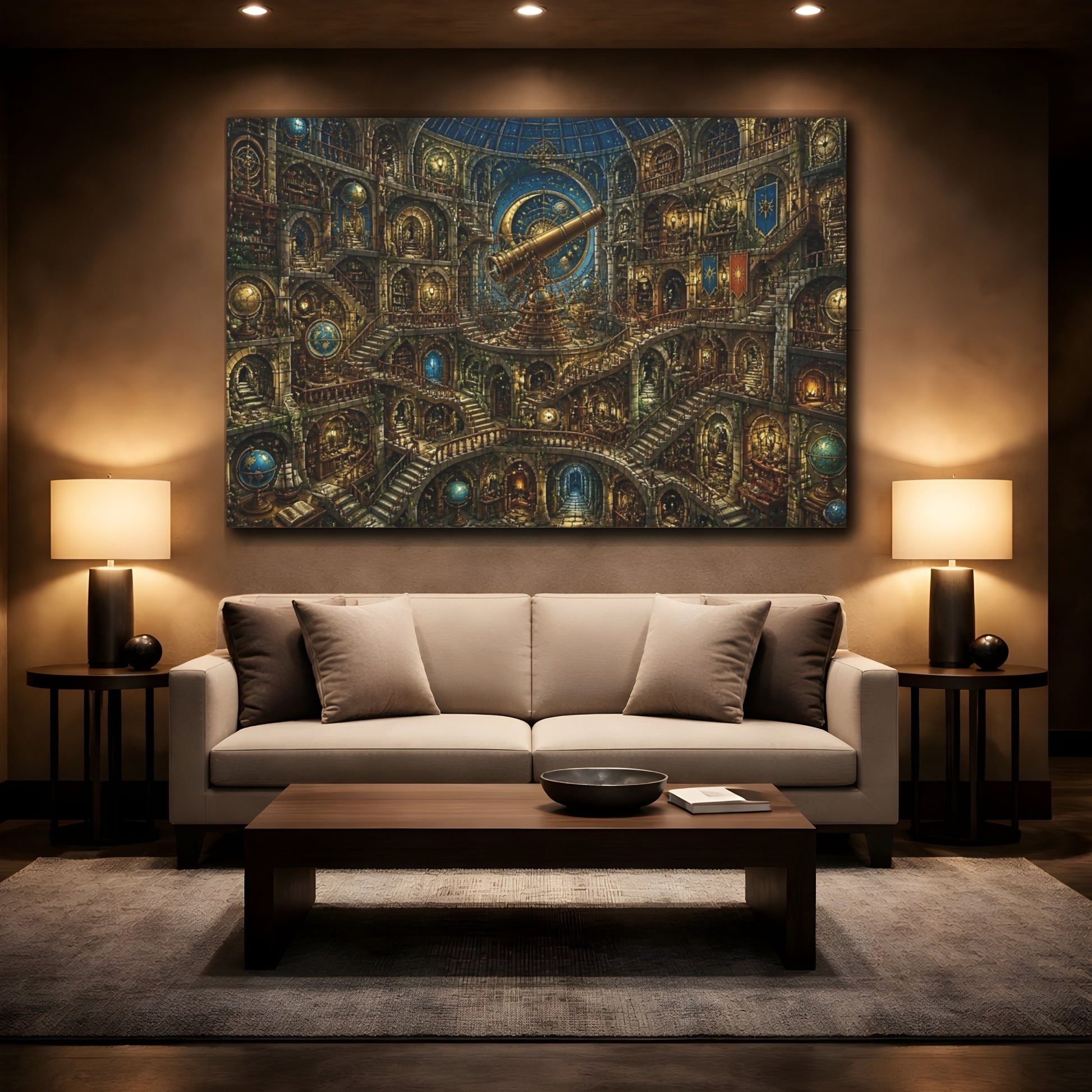 Mockup 2. Endless Observatory Puzzle shown as canvas print