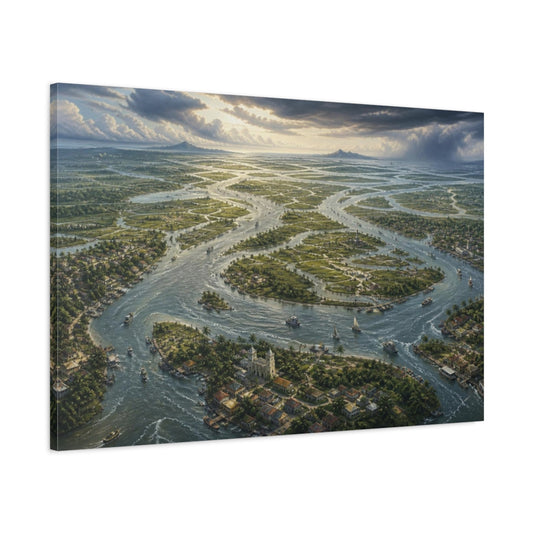 Main Mockup. Endless River Delta shown as canvas print