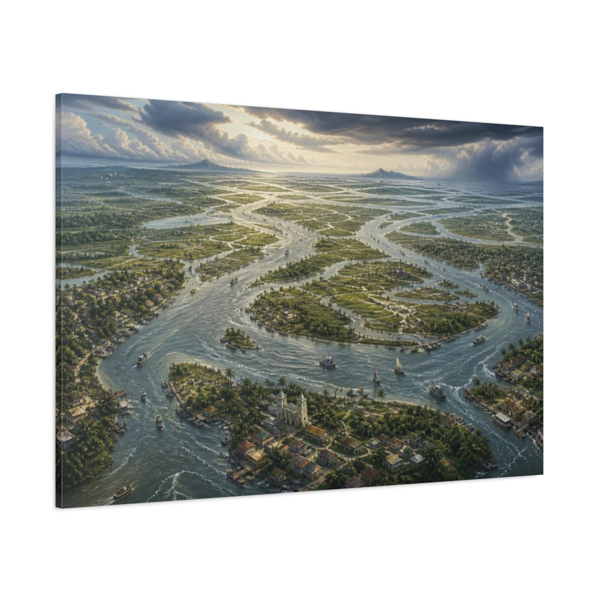 Side Mockup 1. Endless River Delta shown as canvas print