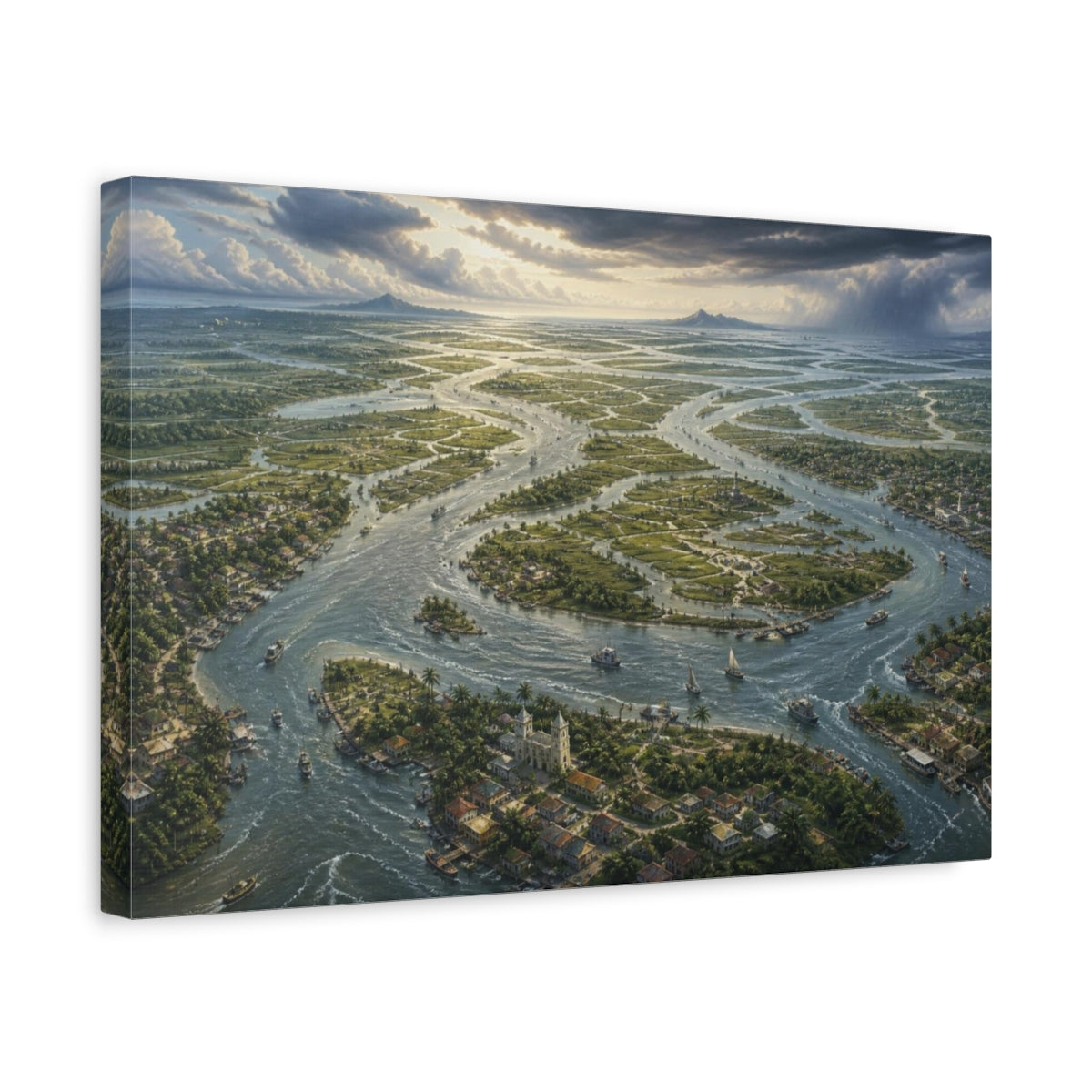 Side Mockup 4. Endless River Delta shown as canvas print