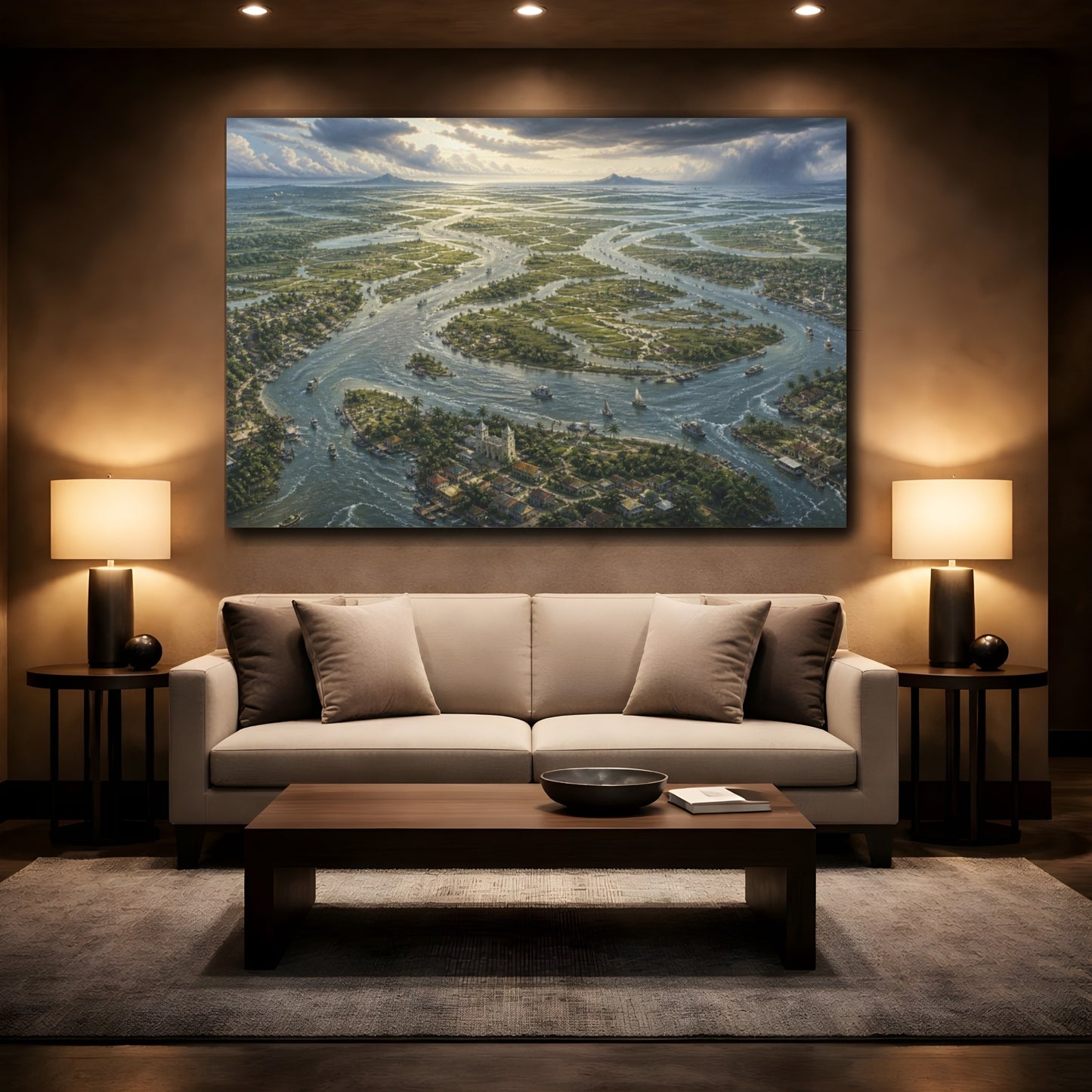 Mockup 2. Endless River Delta shown as canvas print
