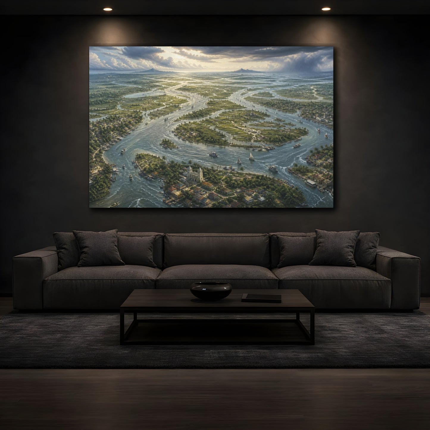 Mockup 3. Endless River Delta shown as canvas print