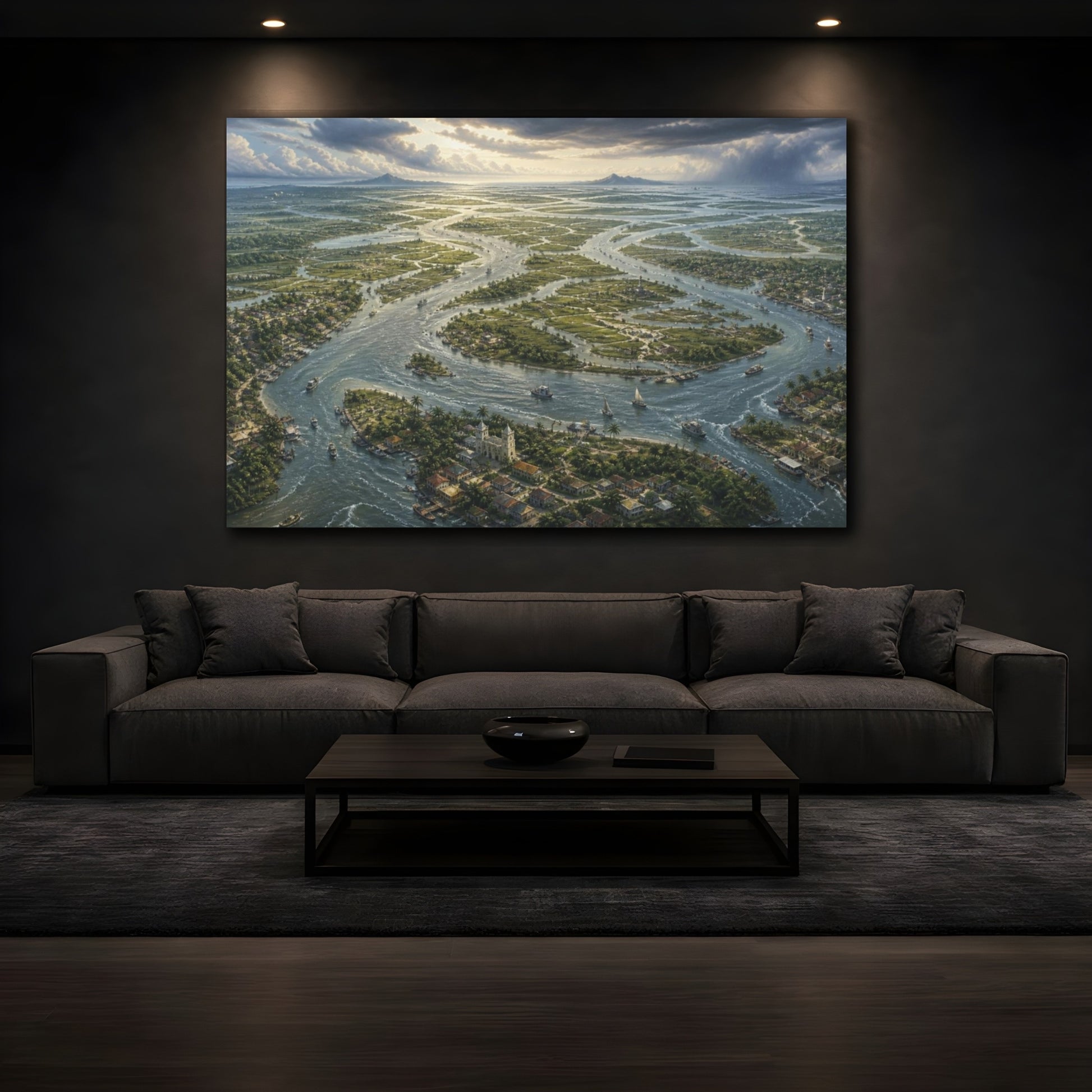 Mockup 3. Endless River Delta shown as canvas print