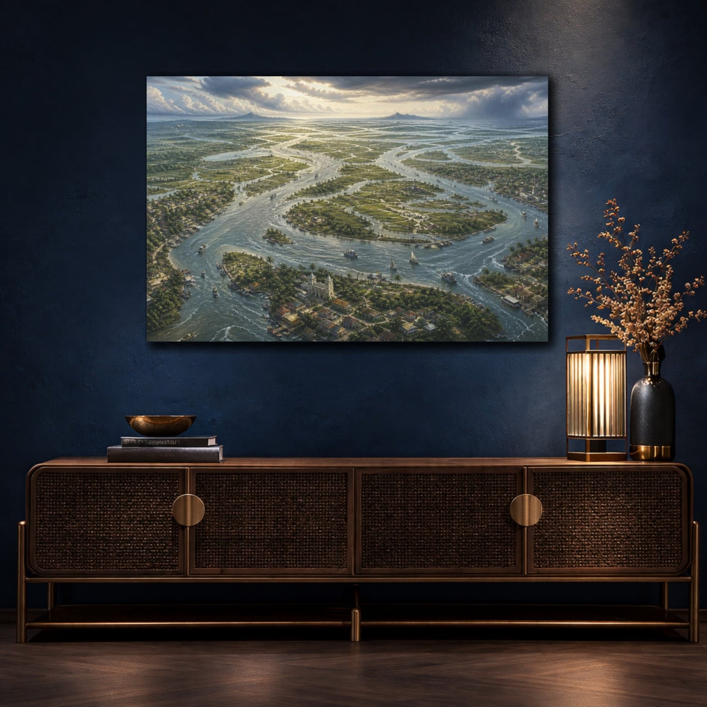 Mockup 4. Endless River Delta shown as canvas print