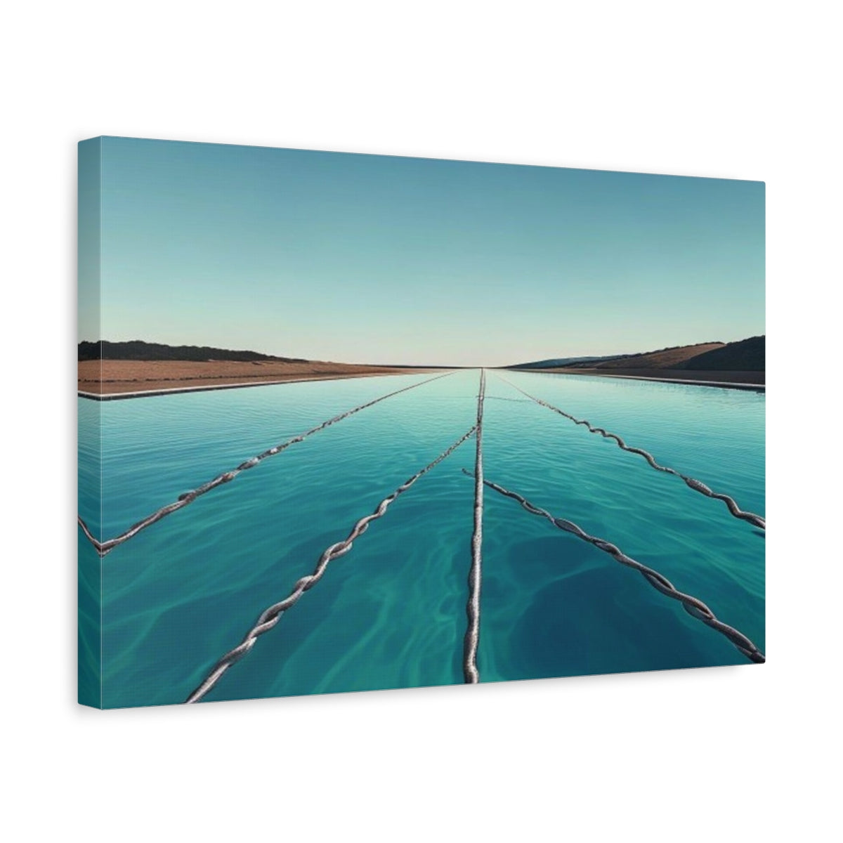 Side Mockup 4. Endless Turquoise Pool shown as canvas print
