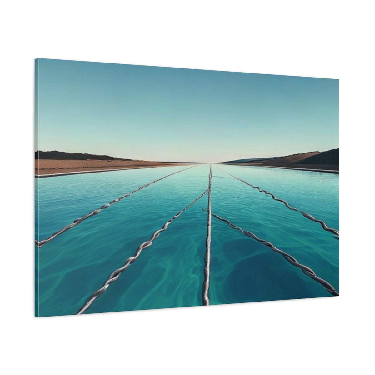 Side Mockup 1. Endless Turquoise Pool shown as canvas print